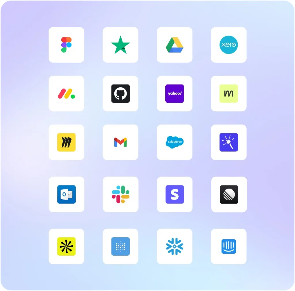 Grid of app integrations Zenning connects to across your stack